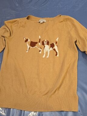 LOFT Beagle Intarsia Crewneck Sweater - Camel